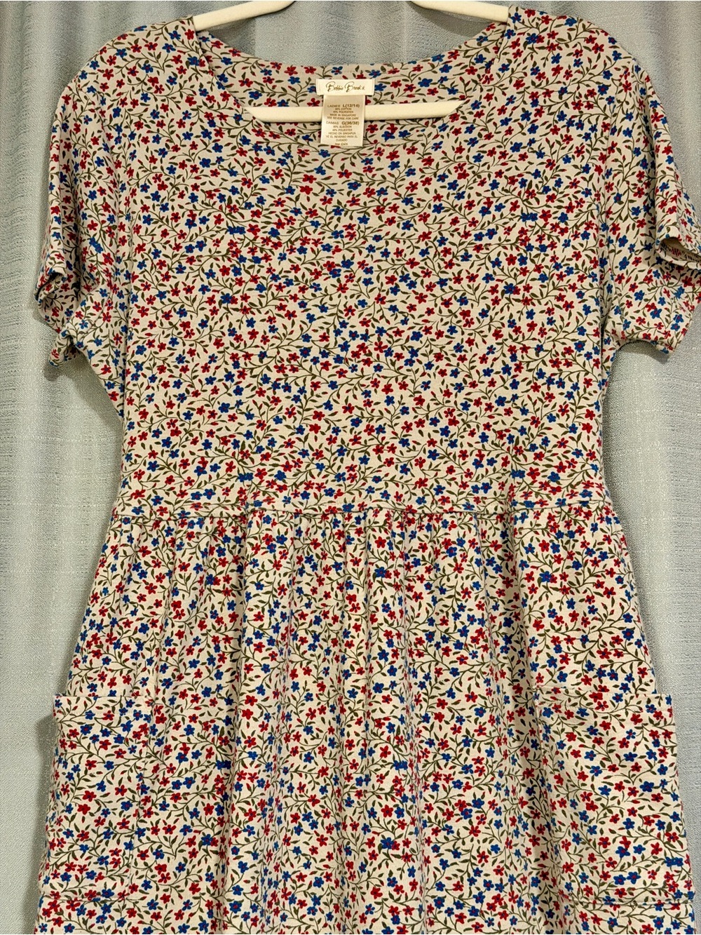 Bobbie Brooks Floral Prairie Midi Maxi Dress Size L 12/14 Pockets